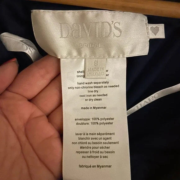 Size 8 dress from David’s bridal (STYLE# F19951) color marine and mesh material - Picture 4 of 4